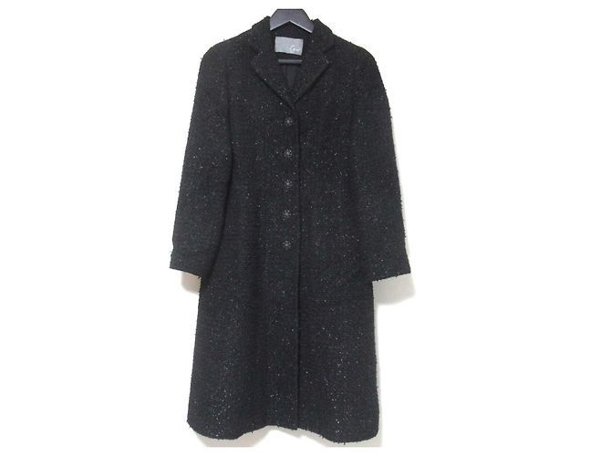 Autre Marque Ignes Single-Breasted Tweed Coat Black