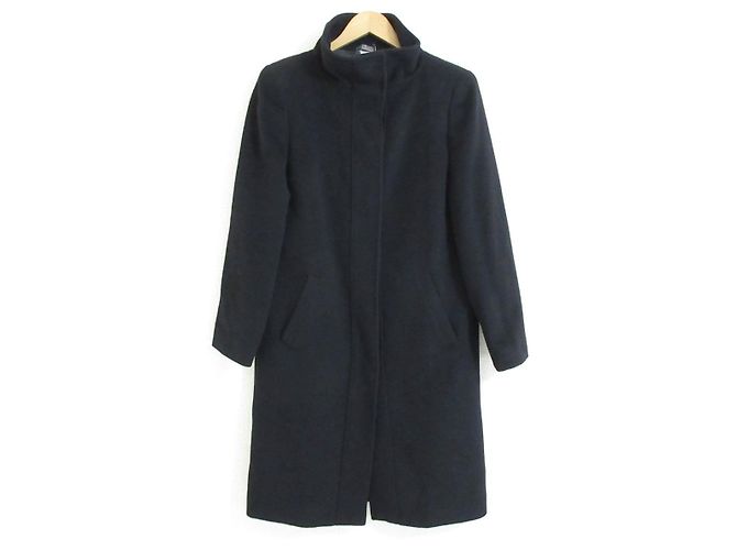 Versace Classic Angora Blend Long Coat Black