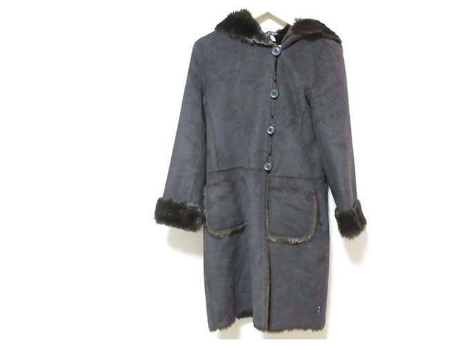 Abrigo largo con capucha Armani Jeans Castaño
