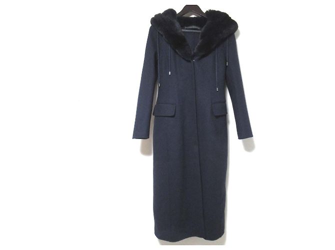 Autre Marque Abrigo largo de piel de conejo Ermanno Scervino Azul Azul marino