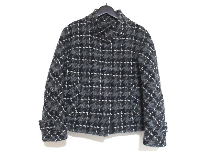 Max Mara Weekend Tweed Stand Collar Jacket Brown