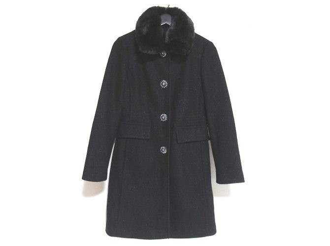 Kate Spade Bijou Button Wool Coat Black