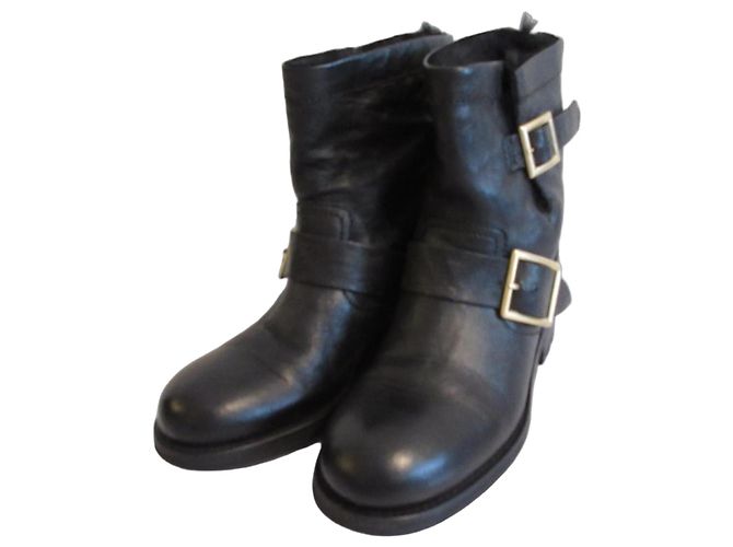 Jimmy Choo Shearling Engineer Boots Black
