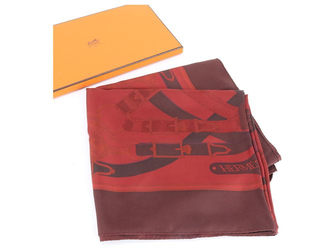 Silk In Sciarpa Hermès Carre Geant 140 CAVALCADOUR Bordò Seta