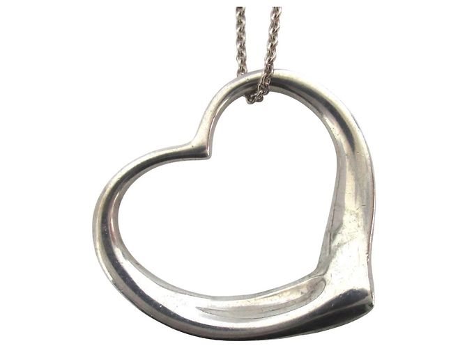 Elsa Peretti Vintage Open Heart Halskette von Tiffany & Co. Silber