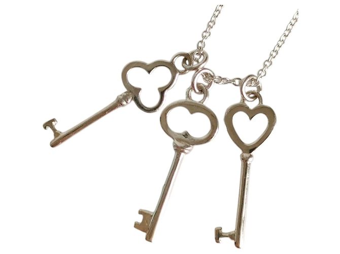 Tiffany & Co. Silber Triple Three-Key Chain Anhänger Halskette