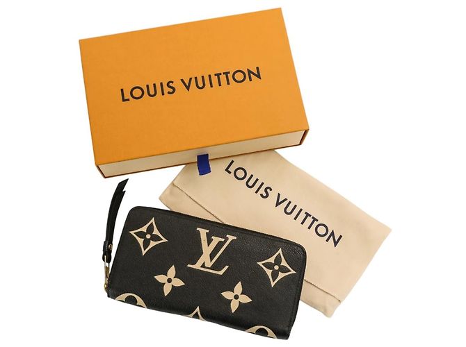 Louis Vuitton Monogram Empreinte Bicolor Zippy Wallet Black Beige