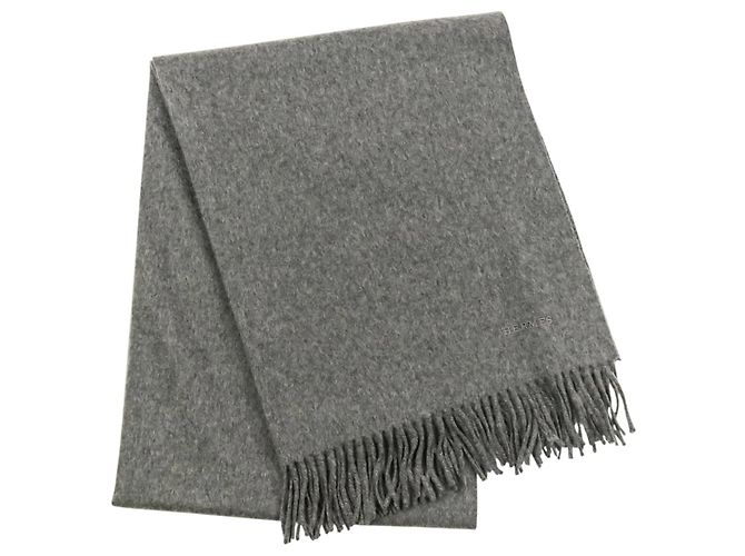 Hermès 100% Kaschmir grauer Schal Braun