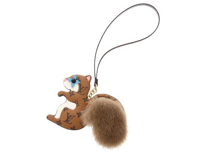Charm per borsa in pelliccia di visone Louis Vuitton Marrone D'oro
