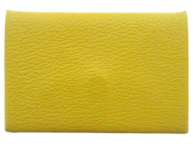 Hermès Hermes Chevre Calvi Card Case Yellow