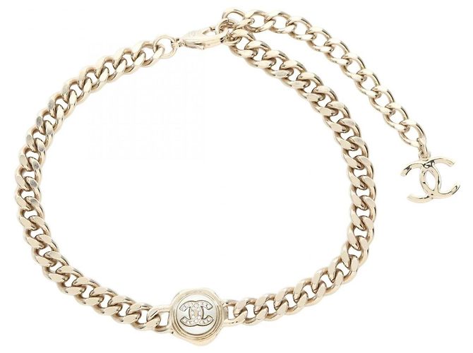 Collier Accessoire Chanel Coco Mark Blanc Doré