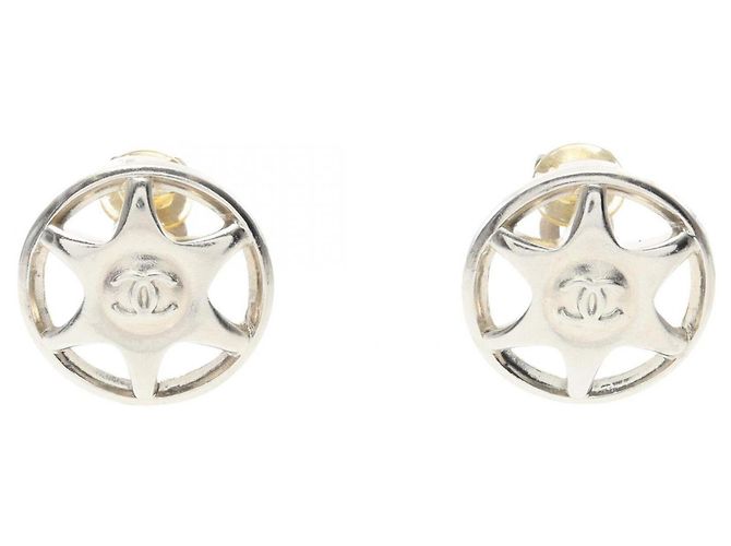 Chanel Coco Mark Clip Ohrringe Silber
