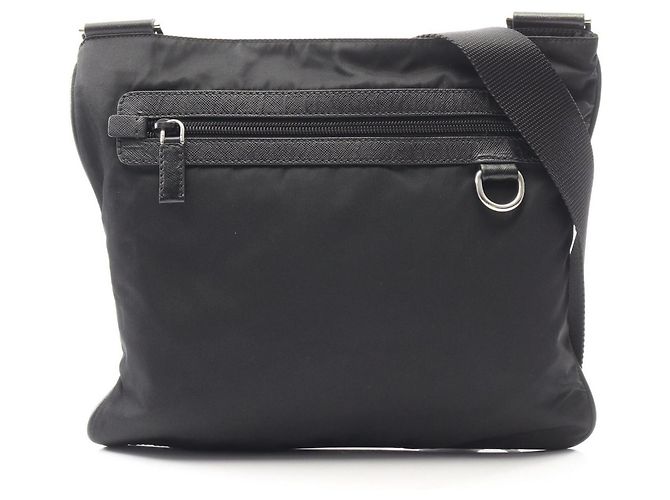 Saffiano Bolsa de ombro com logo triangular Prada Preto 