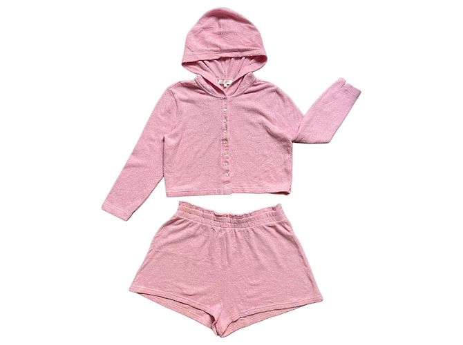 Completo lounge LoveShackFancy x PINK con cappuccio e shorts, Rosa, L