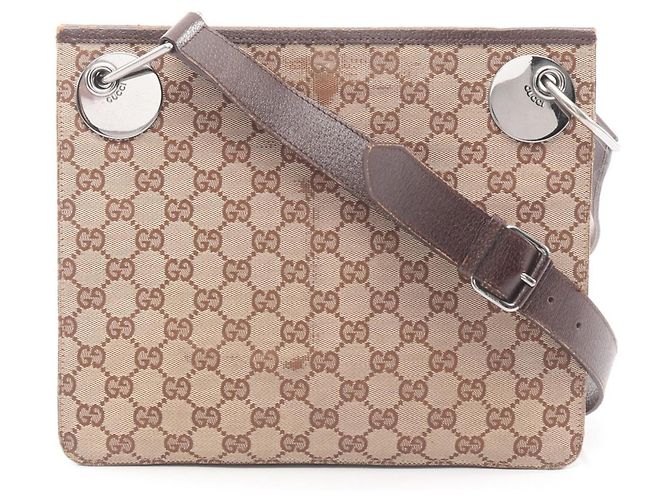 Bolsa de Ombro Gucci GG Canvas Marrom Bege