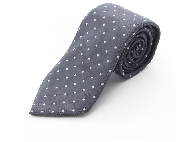 Cravatta in seta a pois Louis Vuitton Marrone Blu