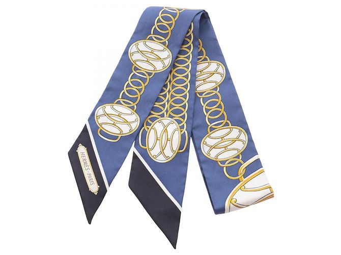 Silk In Sciarpa Profilo Lift Twilly Hermès Multicolore Blu navy Seta