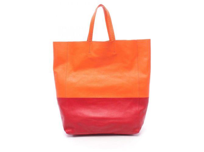 Céline Celine Horizontale Cabas Tasche Rot Orange 