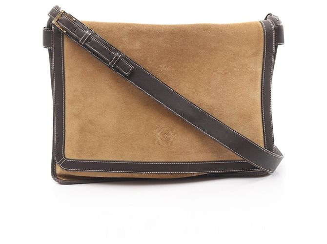 Borsa a Spalla Anagram Loewe Marrone Beige