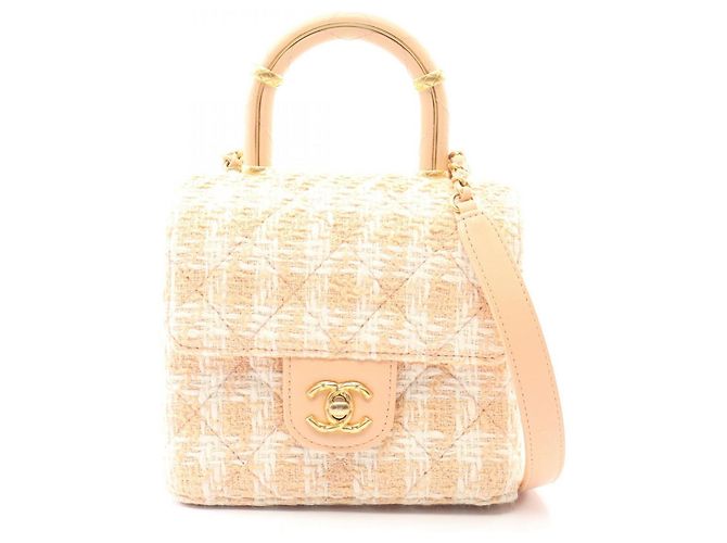 Bolsa de ombro Chanel Matelassé com alça dupla Rosa Branco