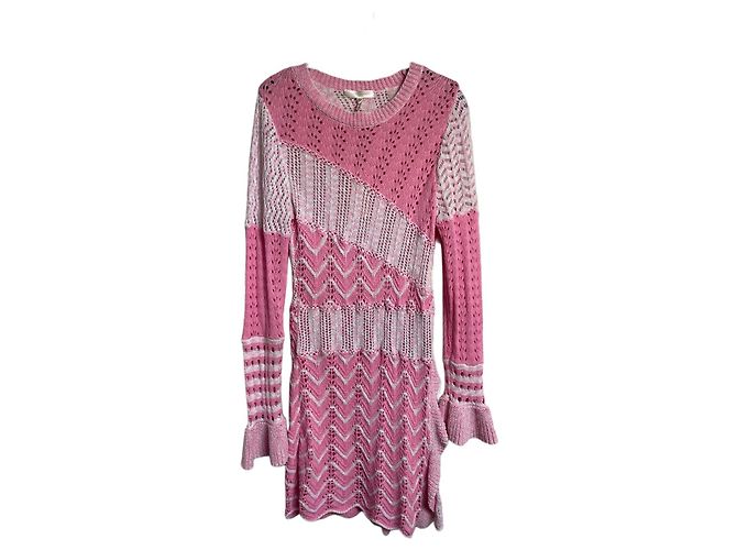 LoveShackFancy Kaelyn Mini Strickkleid Amor Pink L