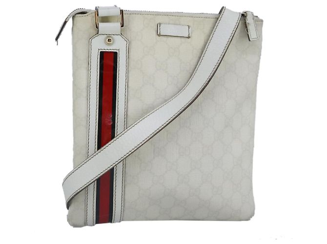 Gucci Sherry Line Schultertasche aus Canvas Medium Weiß