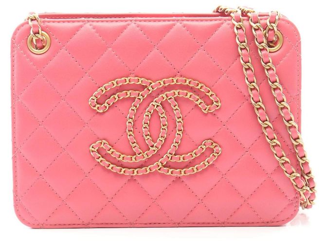 Bolsa de Ombro Chanel Matelassé Coco Mark Rosa