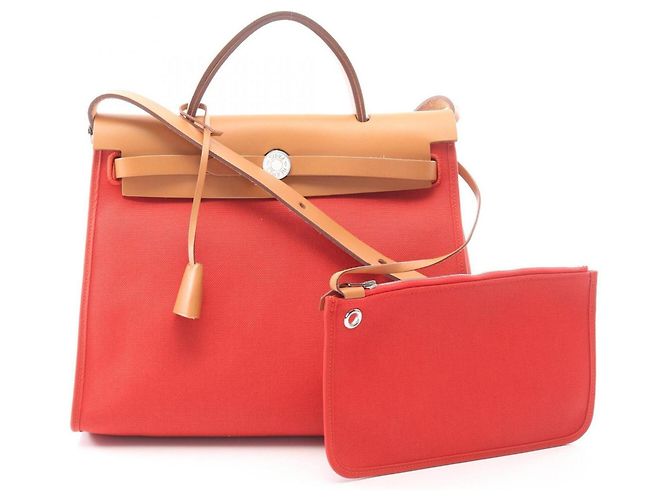 Hermès Hermes Herbag Zip PM 2-Way Handbag Brown Red
