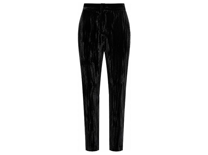 Saint Laurent Schwarze Kristallsamt-Hose