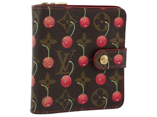 LOUIS VUITTON Monogram Cherry Compact Zip Bifold Wallet M95005 LV Auth 178602A