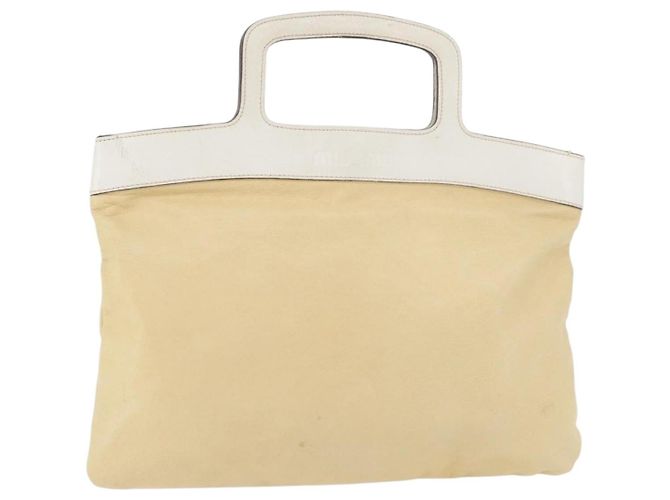 Miu Miu Handtasche aus Leder Beige Silber Authentisch bs34801