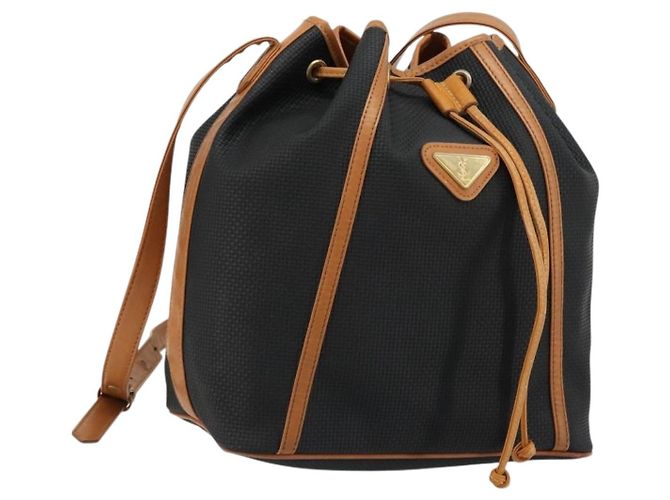 Saint Laurent Borsa a Spalla PVC Nera Oro Auth 178070 Nero D'oro