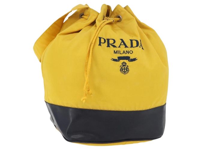 Borsa a Spalla PRADA in Nylon Giallo Argento Autentica bs34799A