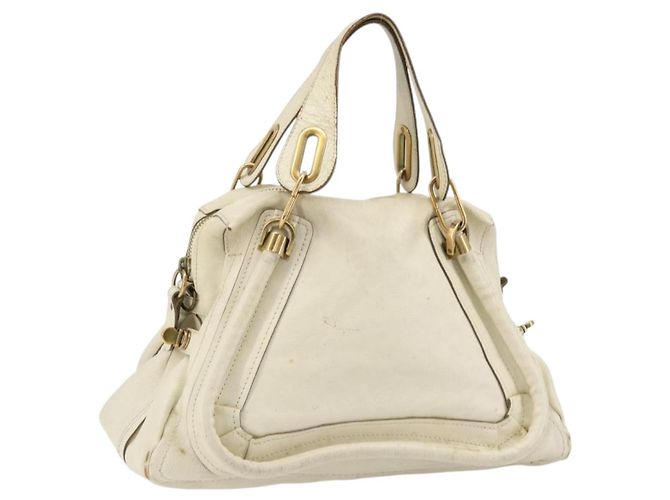 Chloé Borsa a mano Chloe Paraty in pelle bianca e oro Auth 177544 Bianco D'oro