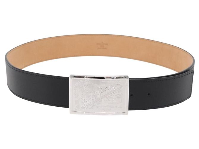 LOUIS VUITTON Gürtel Leder 45,7" Schwarz LV Auth BA12472A