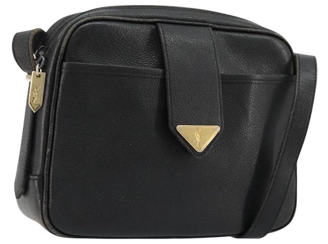 SAINT LAURENT Borsa a Spalla Pelle Nera Oro Auth 177530 Nero D'oro