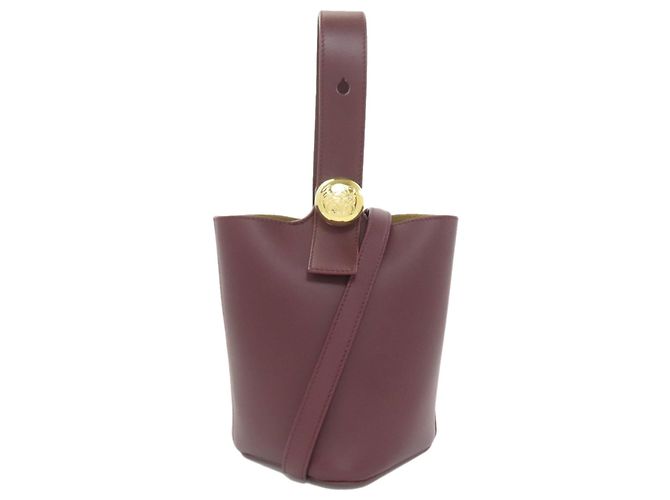 Loewe Pebble Bucket Bag Mini Bordeaux