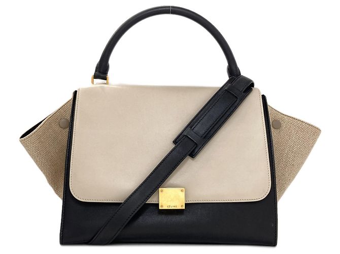 Céline Celine Trapeze Medium 2-Way Handtasche Schwarz Weiß