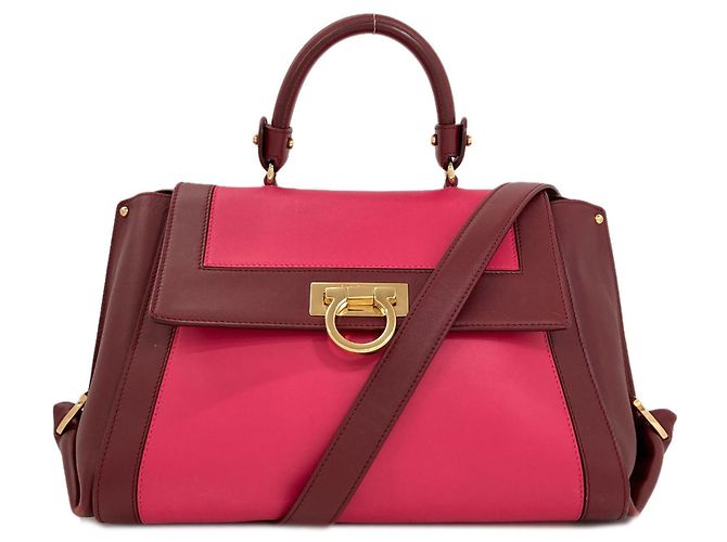 Borsa Salvatore Ferragamo Sofia Gancini Hardware Rosa Bordò