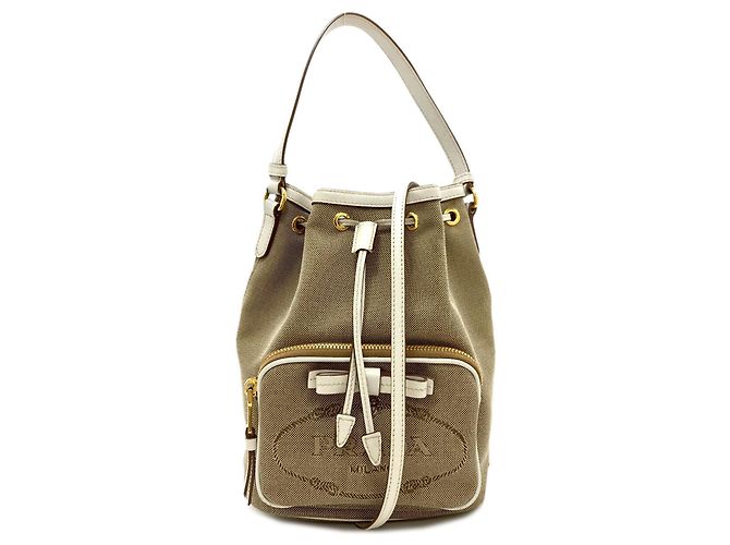 Bolso 2-Way Prada Fiocco con cordón de ajuste Castaño Blanco