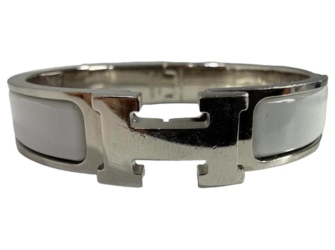Hermès Clic H Bracelet Blanc Argent Bijouterie argentée 