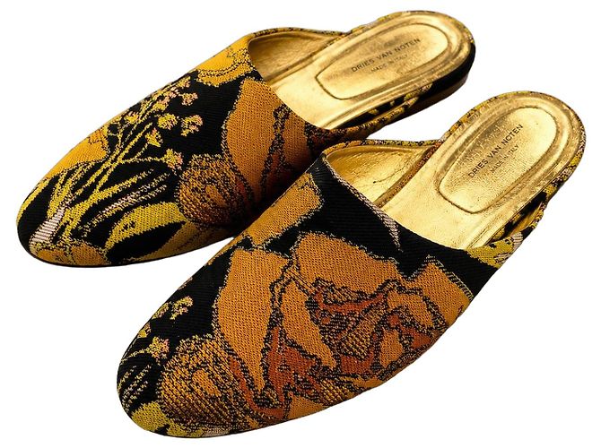 Dries Van Noten Mules Jacquard Floreale Multicolore D'oro