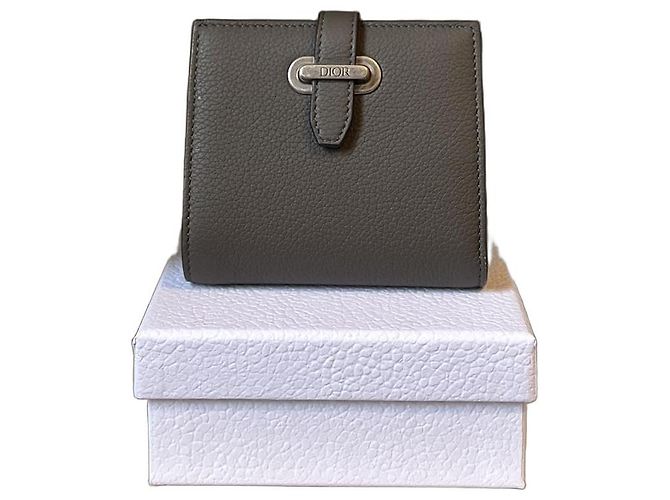 Dior Normandy Leder Geldbörse Anthrazitgrau
