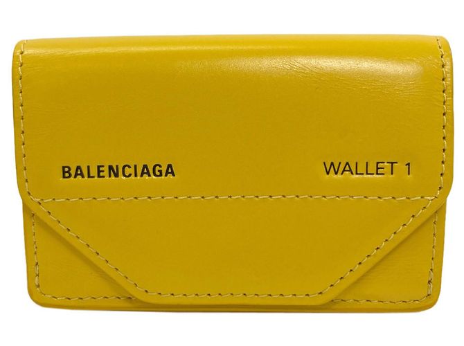 Balenciaga Yellow Leather Tri-fold Wallet