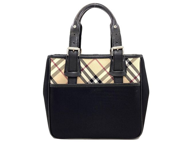Bolsa de nylon Burberry Check para mulher Preto Bege