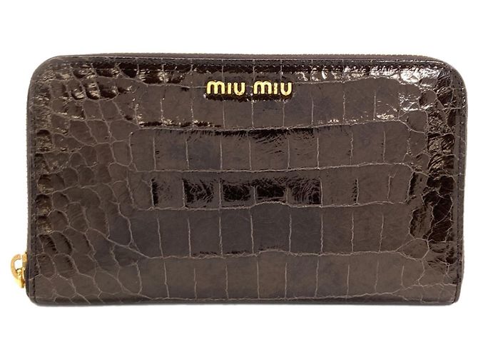 Miu Miu Embossed Leather Long Wallet Black