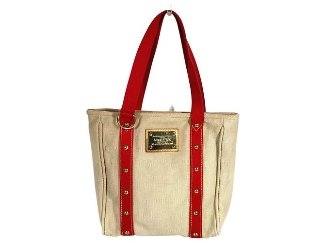 Borsa Tote Louis Vuitton Antigua Cabas MM Rosso Beige