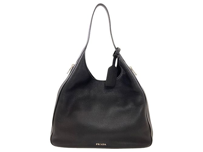 Borsa a tracolla Hobo in pelle di vitello Prada Nero