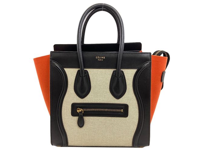 Céline Borsa Micro Luggage Celine Nero Bianco Arancione 