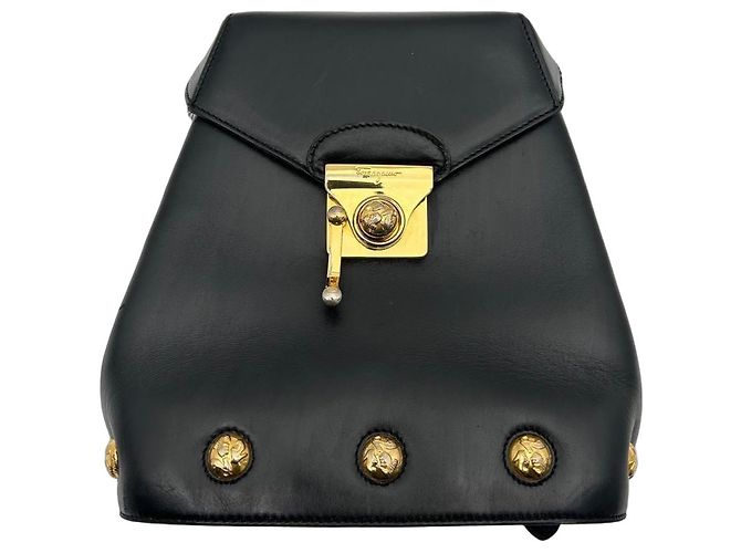 Salvatore Ferragamo Gancini Leder-Rucksack - Schwarz